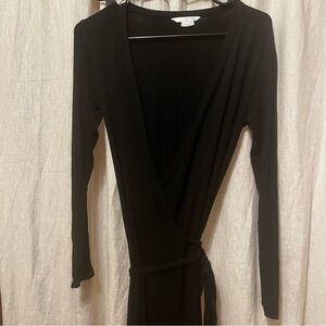 Boden Black Wrap Dress Long Sleeve